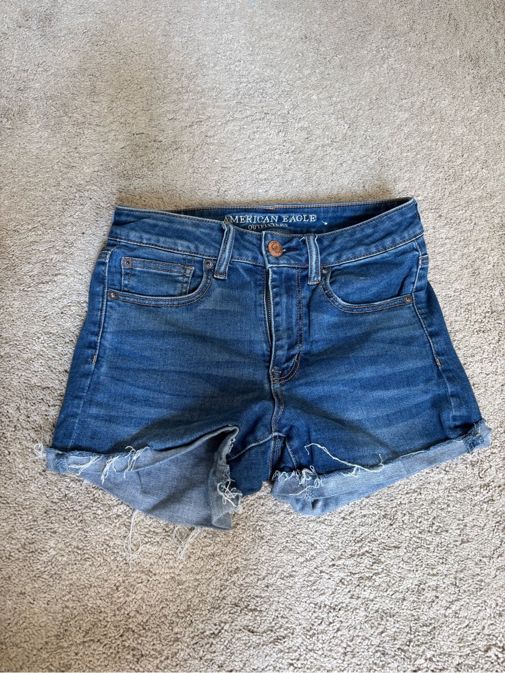American Eagle Outfitters Blue Denim Frayed Hem Shorts
